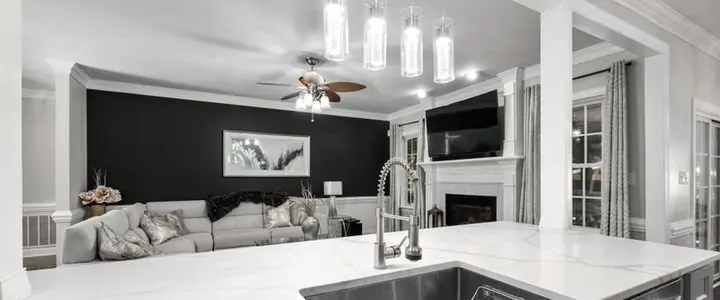 Modern remodeled kitchen and living space